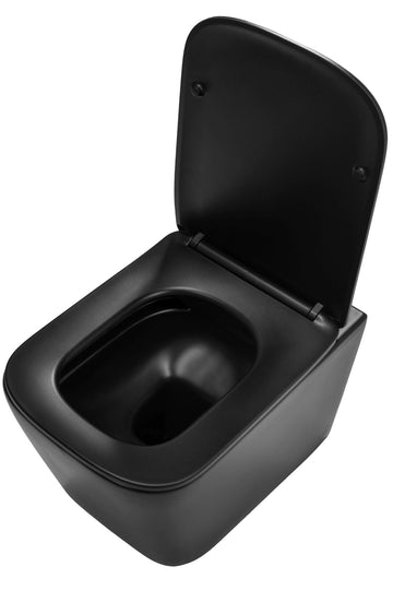 Set vas WC suspendabil rimless Rea Raul şi capac soft close negru mat